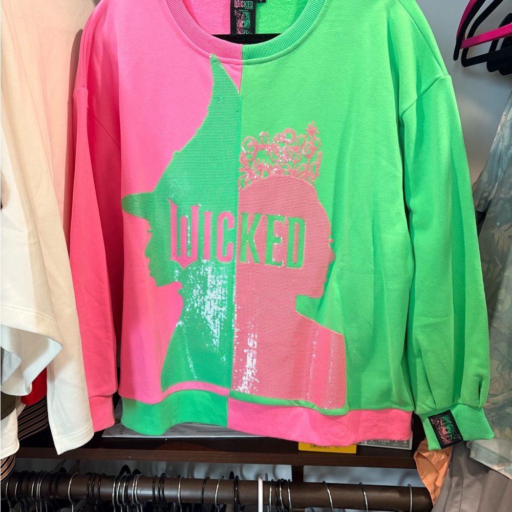 QUEEN OF SPARKLES Split Pink & Neon Green 'Wicked' Sweatshirt